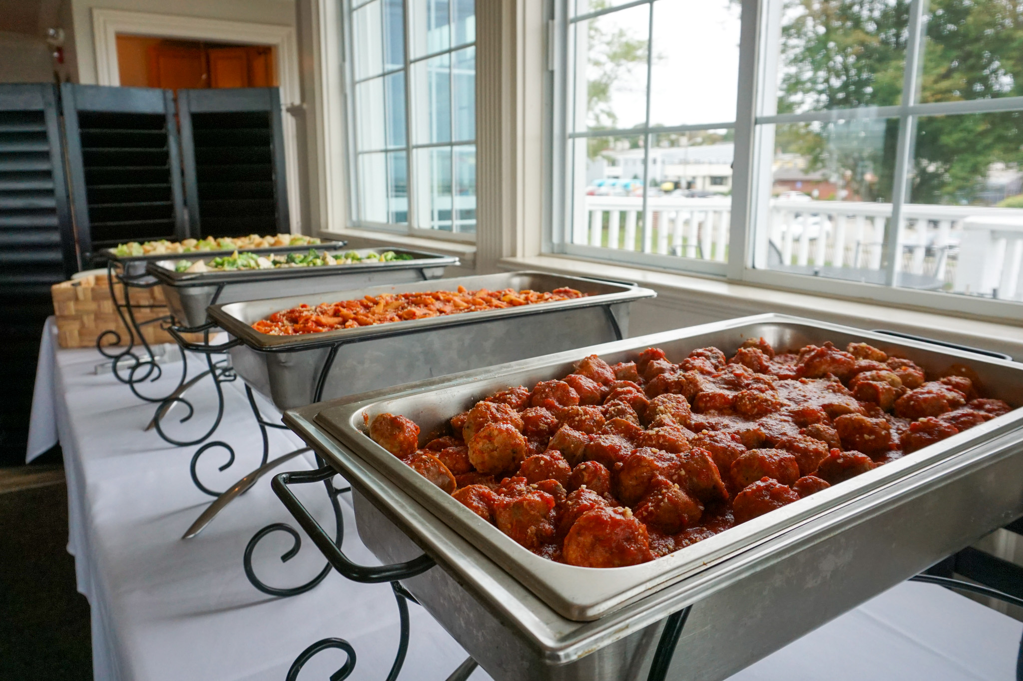 Catering buffet with meatballs